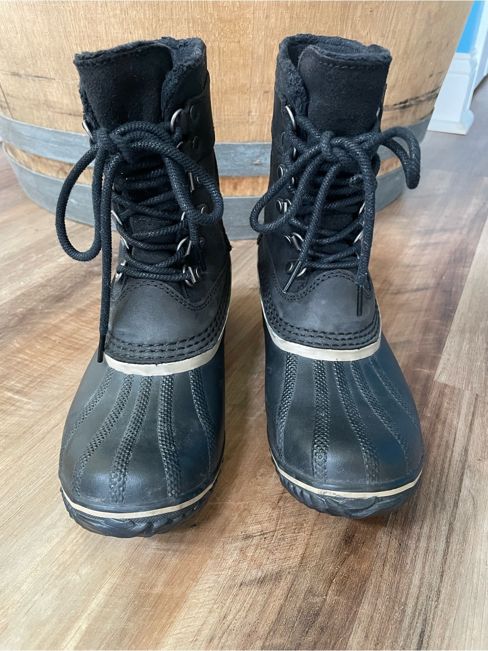 SOREL WOMEN'S WINTER FANCY LACE II in BLK/SILVER SAGE SZ 6.5 M